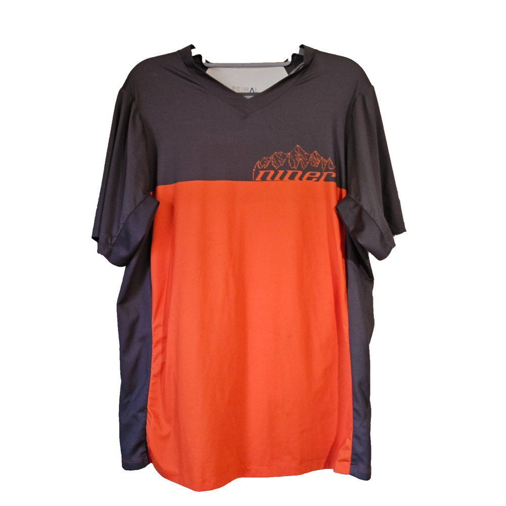 Niner Cycling Jersey Pedal Damn It Orange Gray Short Sleeve Mens Medium